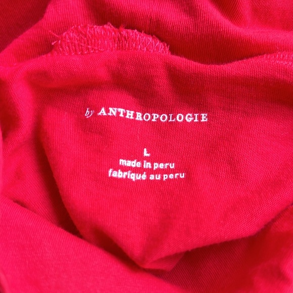 Anthropologie Red 100% Cotton Long Sleeve Mock Turtleneck Size Large - Picture 5 of 12